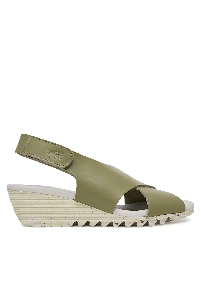 Sandale dama  piele naturala, verde, sistem inchidere Velcro