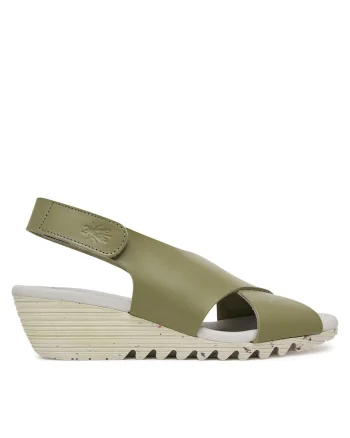 Sandale dama  piele naturala, verde, sistem inchidere Velcro