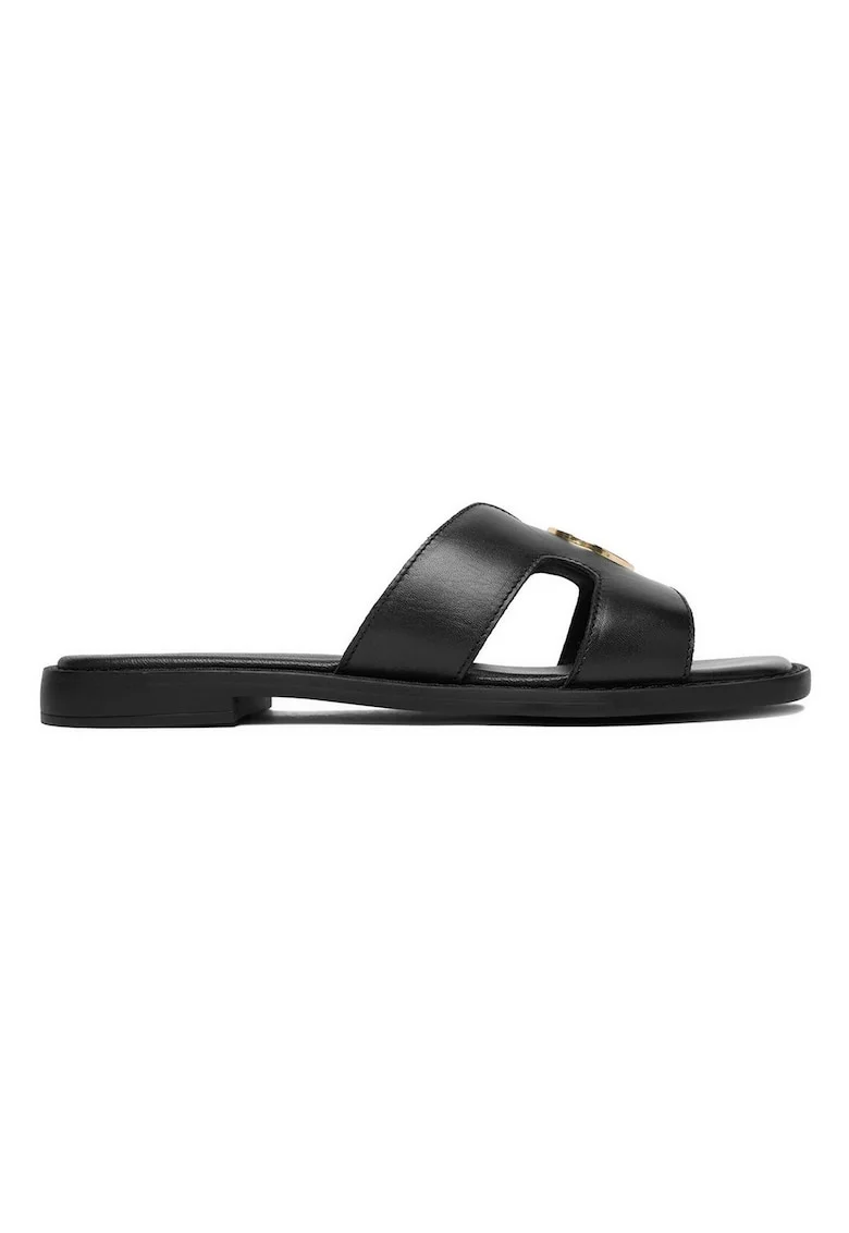 Papuci dama,  din piele naturala, negru