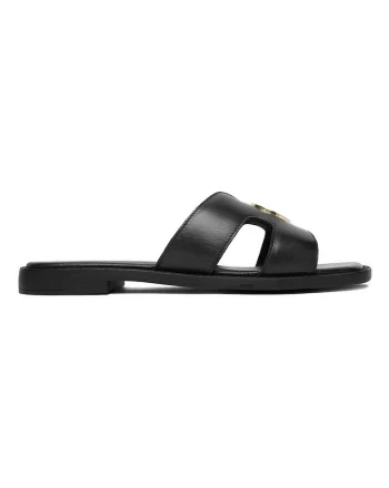 Papuci dama,  din piele naturala, negru