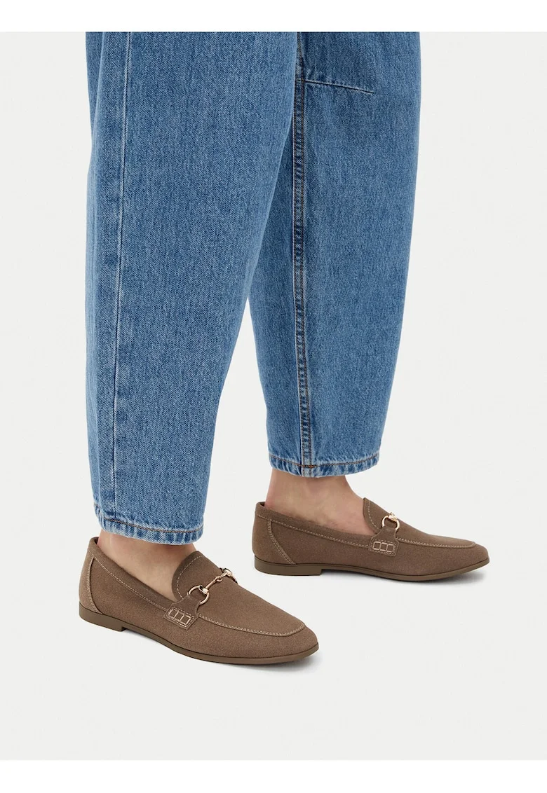 Mocasini dama,  bej, material textil