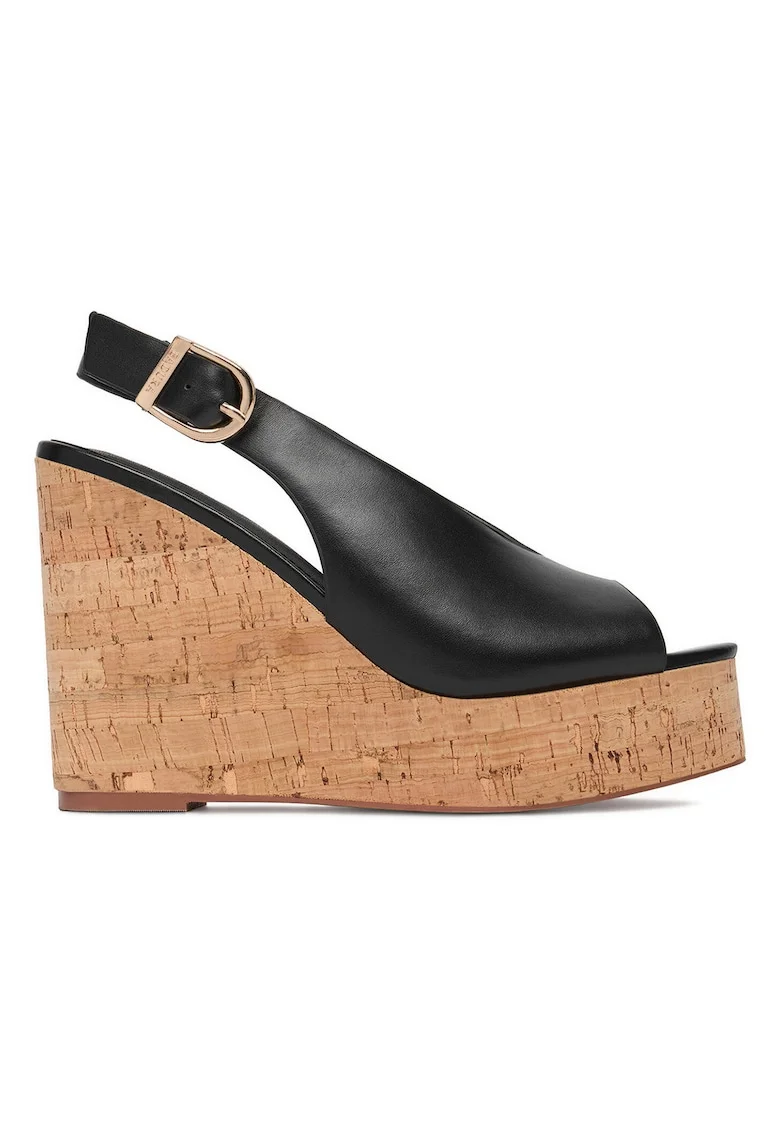 Sandale dama,  piele naturala, negru, inchidere cu catarama
