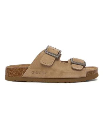 Papuci dama,  piele naturala, bej