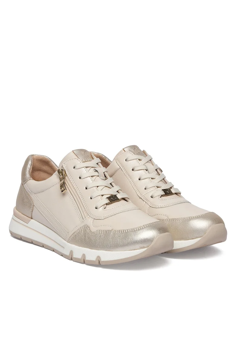 Pantofi dama,  piele naturala, fermoar, bej,