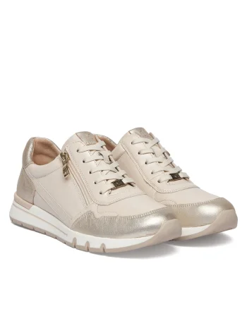 Pantofi dama,  piele naturala, fermoar, bej,
