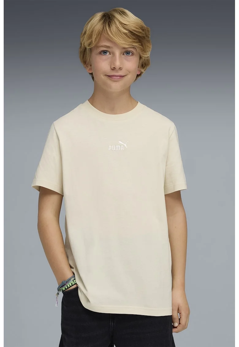 Tricou regular fitcu logo brodat Essentials, Alb fildes