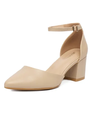 Pantofi dama,  piele ecologica, toc clasic, bej