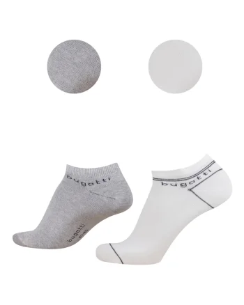 Sosete Scurte Barbati  Set 2 Perechi Alb / Albastru din Bumbac, 61131, Alb/Gri