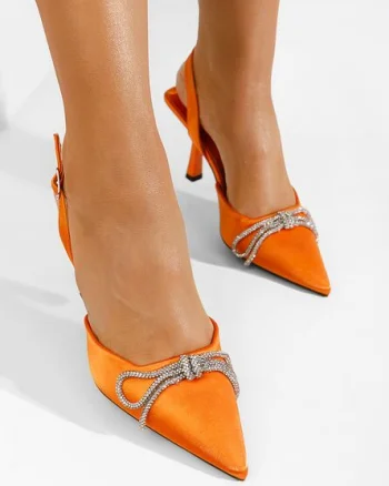 Pantofi stiletto slingback Arisha portocalii