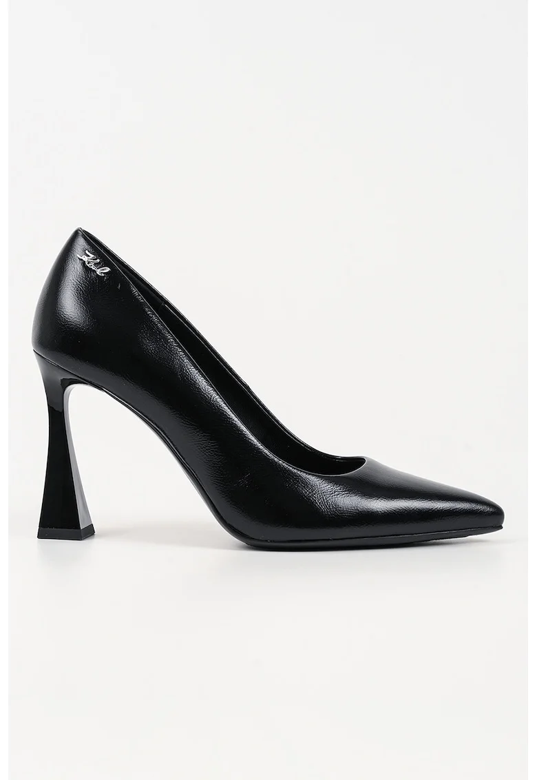 Pantofi din piele cu toc kitten, Negru