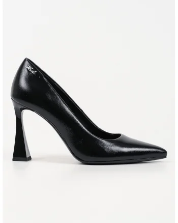 Pantofi din piele cu toc kitten, Negru