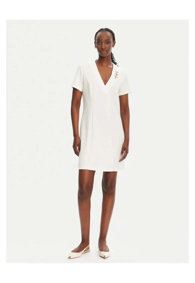 Rochie casual,  50% modal, 42% poliester, ecru