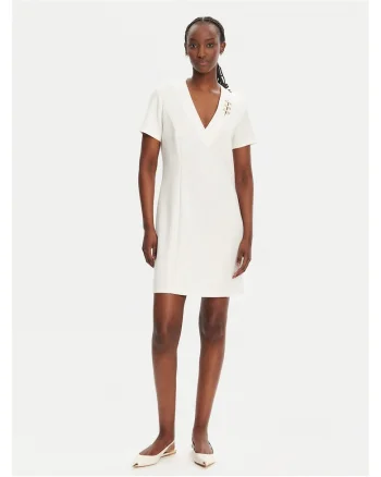 Rochie casual,  50% modal, 42% poliester, ecru