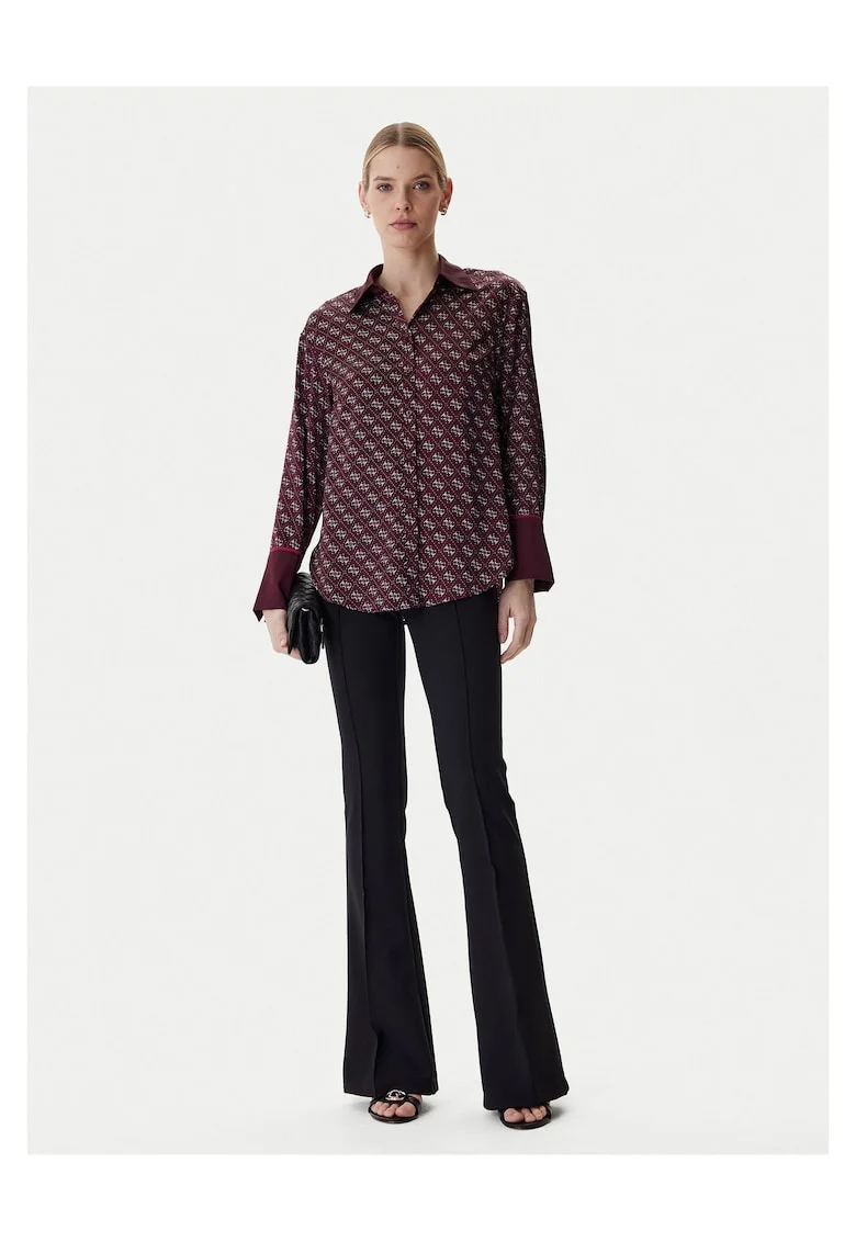 Camasa dama,  bordeaux, poliester, 96% poliester, 4% elastan,