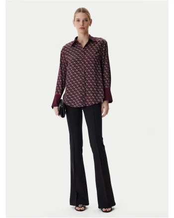 Camasa dama,  bordeaux, poliester, 96% poliester, 4% elastan,