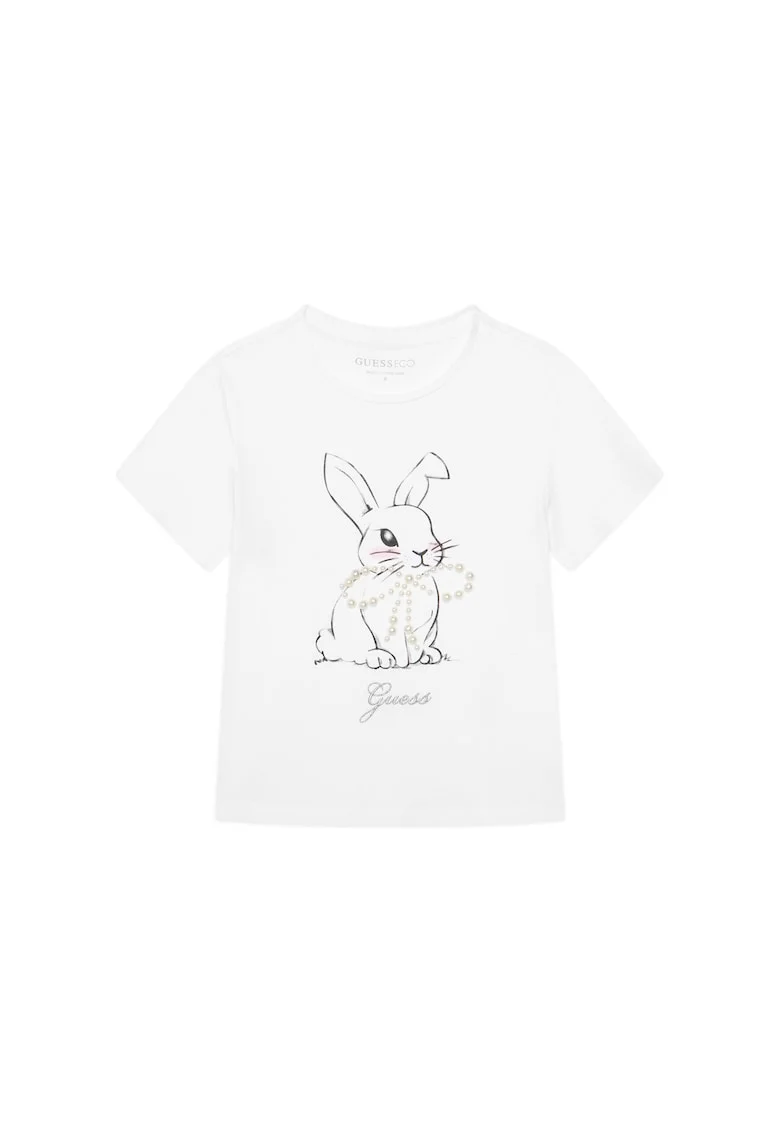 Tricou copii,  bumbac, alb, pentru fete