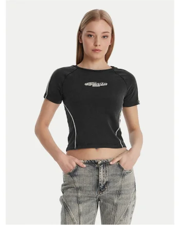 Tricou dama,  bumbac organic/elastan, gri,