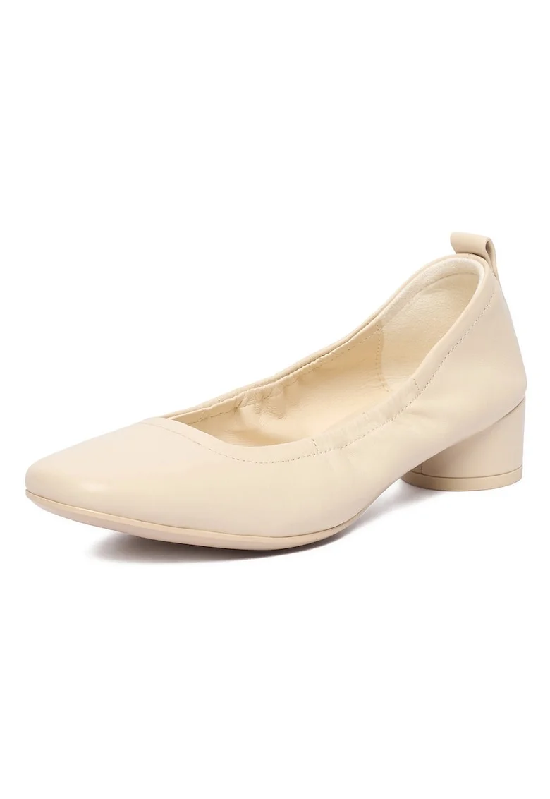 Pantofi dama,  piele naturala, toc mic, bej