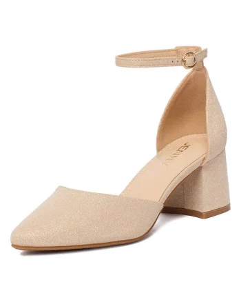 Pantofi dama,  clasic, bej, textil
