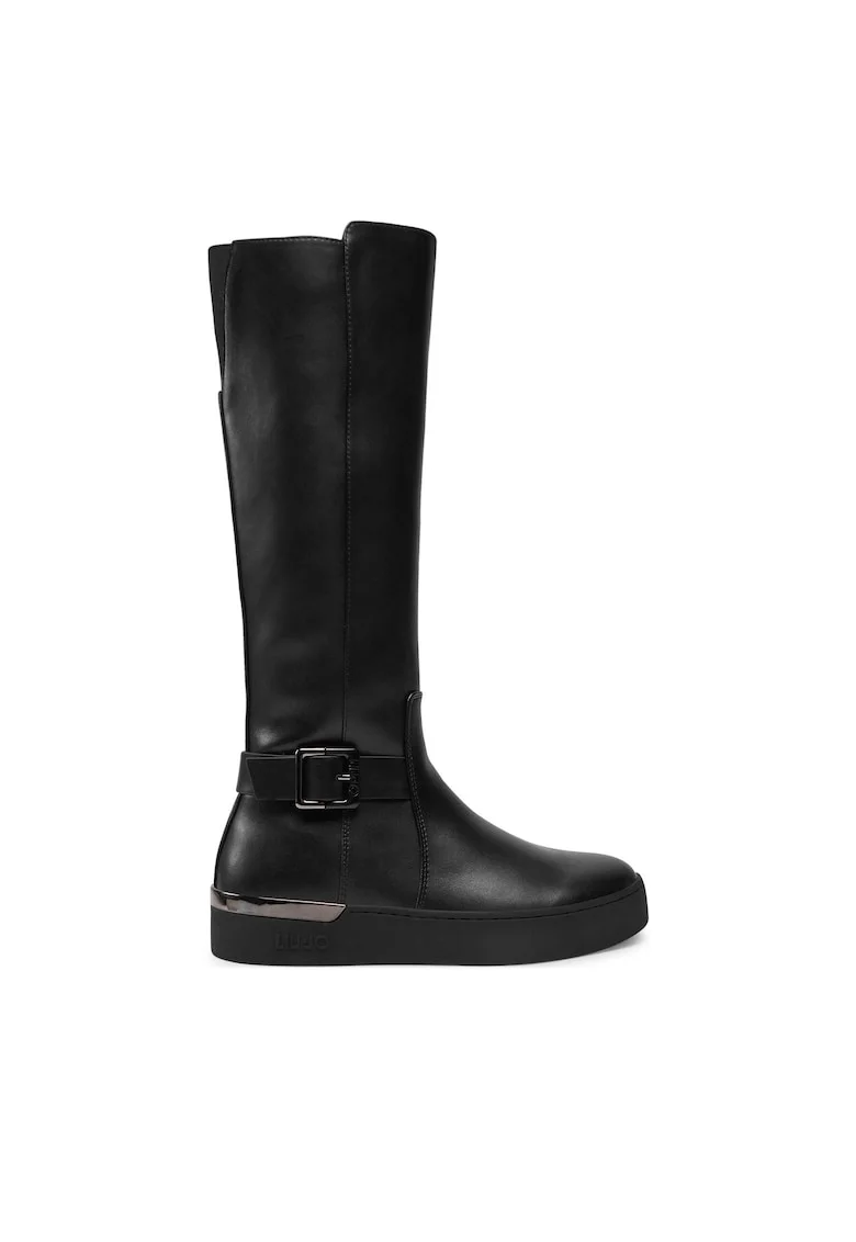 Cizme dama,  piele ecologica, negru, fermoar,
