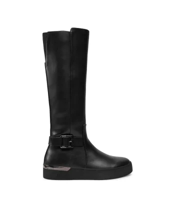 Cizme dama,  piele ecologica, negru, fermoar,