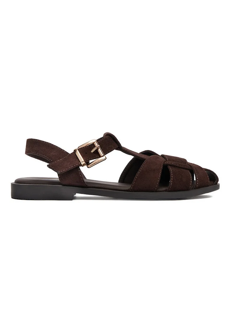 Sandale dama,  textil, maro
