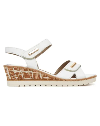 Sandale dama  piele naturala, alb, inchidere velcro