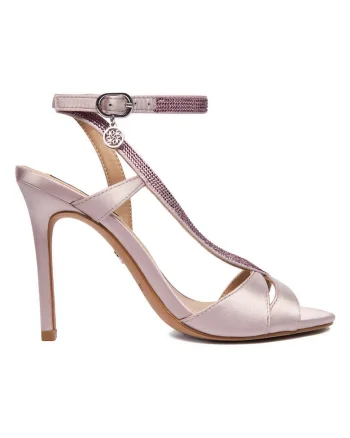 Sandale dama,  stiletto, violet, textil