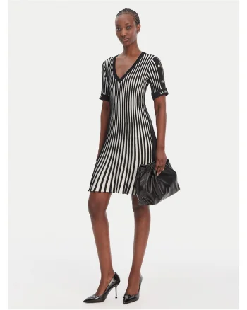 Rochie dama,  tricotata, negru, 65% viscoza, 35% poliamida,
