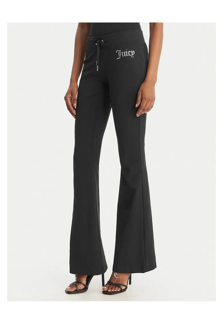 Pantaloni dama,  bumbac/modal, evazati, negru,