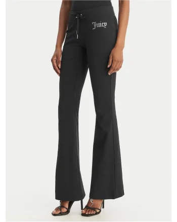Pantaloni dama,  bumbac/modal, evazati, negru,