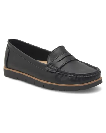 Mocasini dama,  negru, material sintetic, design modern