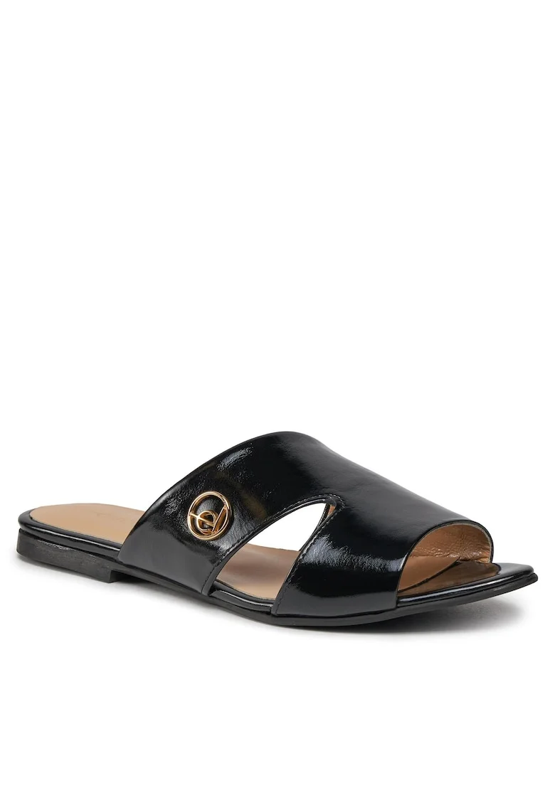 Papuci dama,  piele naturala, negru,