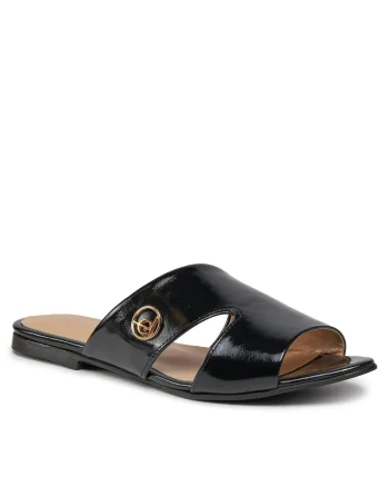 Papuci dama,  piele naturala, negru,