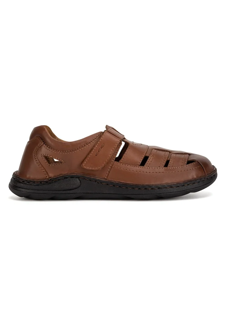 Sandale barbat,  piele, maro, inchidere velcro
