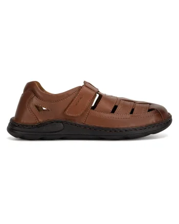 Sandale barbat,  piele, maro, inchidere velcro