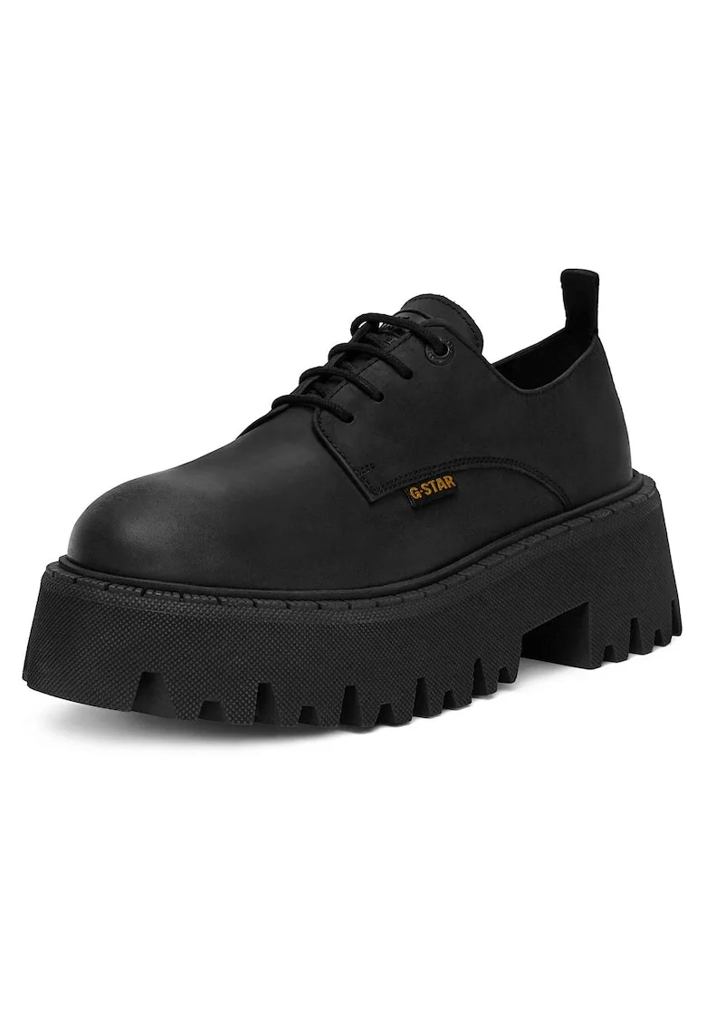 Pantofi dama,  cu platforma, negru, piele naturala,