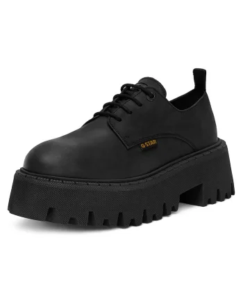 Pantofi dama,  cu platforma, negru, piele naturala,