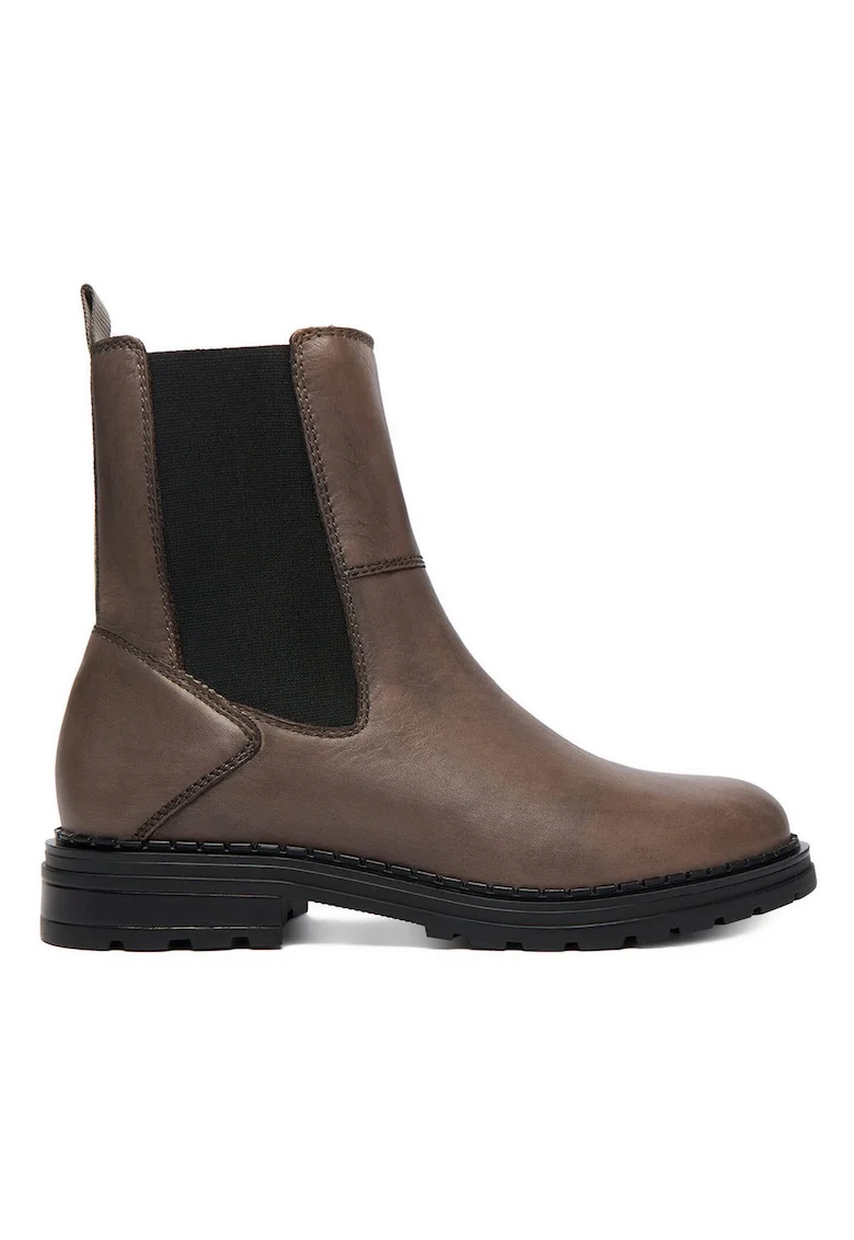 Botine femeie,  piele naturala, gri,