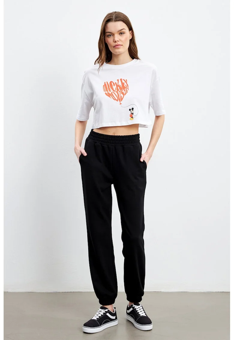 Pantaloni de trening cu talie inalta, Negru
