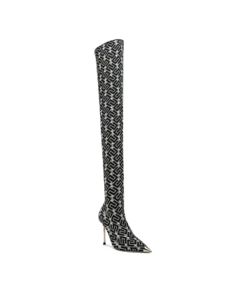 Cizme dama,  stiletto, negru, material textil,