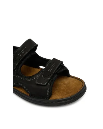 Sandale barbati,  piele naturala, negru, sistem inchidere Velcro