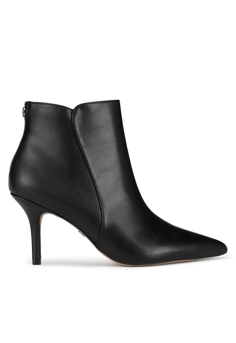 Botine dama,  sintetic, negru, cu toc,