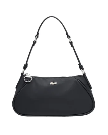 Geanta de umar cu accesoriu metalic cu logo, Negru
