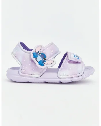 Sandale cu velcro si imprimeu Stitch, Albastru azur/Albastru royal