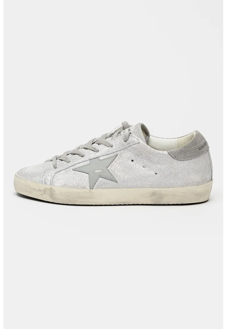 Pantofi sport Super-Star Classic din piele cu detalii stralucitoare, Gri deschis/Argintiu