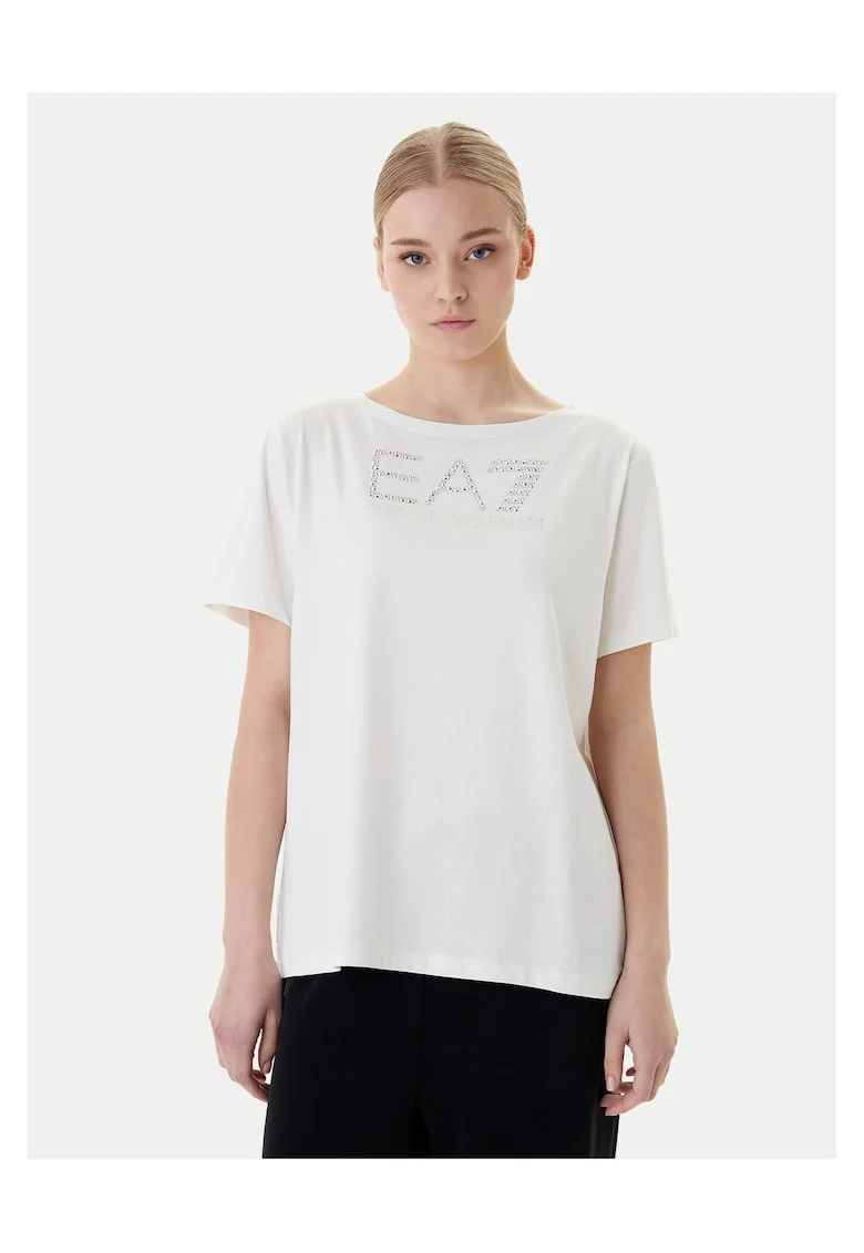 Tricou dama,  slim fit, alb, bumbac/elastan, Alb