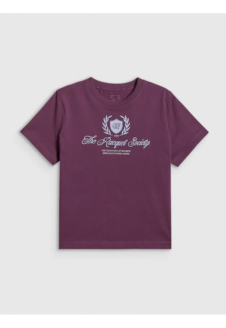 Tricou dama  bumbac, cu imprimeu, visiniu
