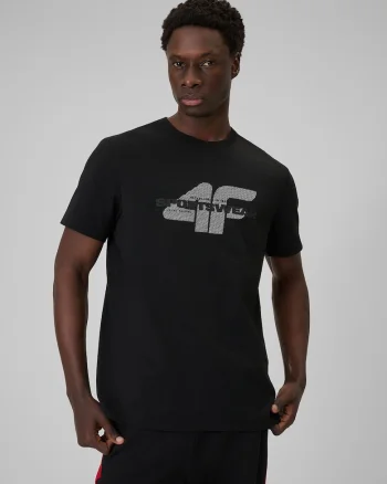 Tricou barbati,  negru, din bumbac, regular, confortabil