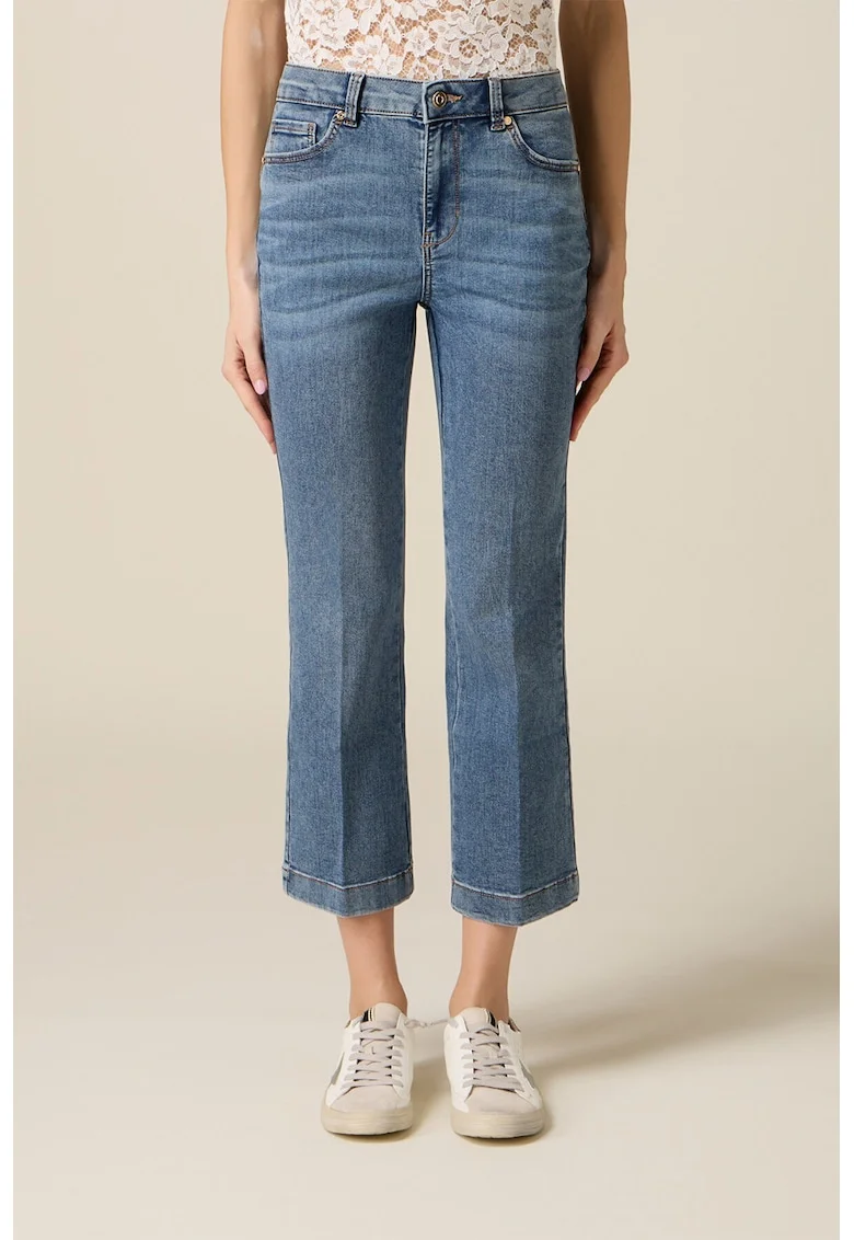 Blugi drepti cu talie inalta, Denim Blue